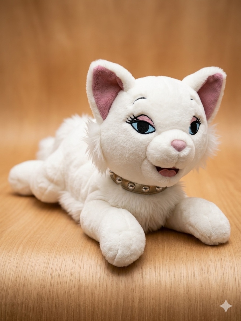 Disney World 16" Duchess Aristocats Laying Down White Cat Stuffed Plush Collar